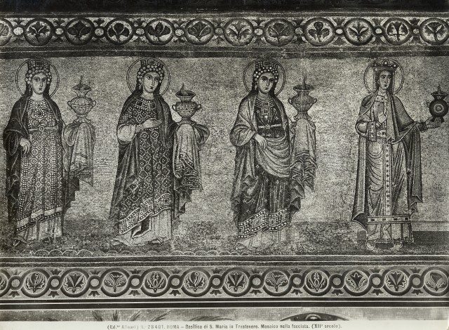 Alinari, Fratelli — Roma - Basilica di S. Maria in Trastevere. Mosaico della facciata. (XII° secolo). — particolare